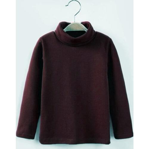 2021 Autumn Childrens Clothes Solid High Collar Cotton Thin Baby Boy Unisex Pullovers Tshirt For Girls Boys Kids T Shirts Tops