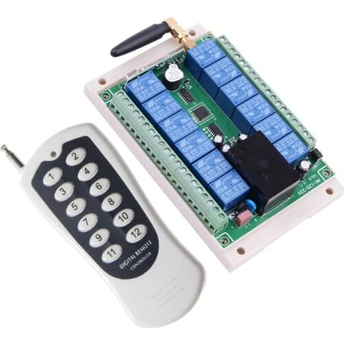 AC 110V 220V 250V 12 CH Remote Control Lighting Switch 12 channel 10A Relay 220V Receiver Industrial level 12 button Transmitter