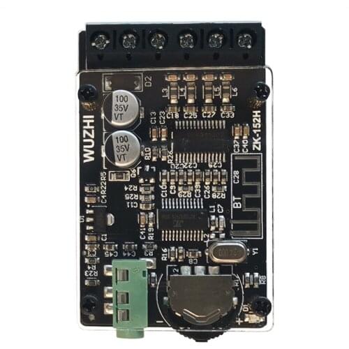 1 PC ZK-152H TPA3110D2 Bluetooth 5.0 Amplifier Board 15W+15W 2.0 Channel Stereo Audio with AUX Jack Cover Case For Speakers