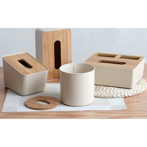 Mylb Home Kitchen Wooden Plastic Tissue Box Solid Wood Napkin Holder Case Simple Stylish