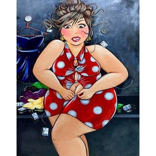 Full Round Diamond Embroidery Cartoon Comic 5D DIY Diamond Painting Cross Stitch Fat Lady Set Full Square 3D Diamond Mosaic Girl