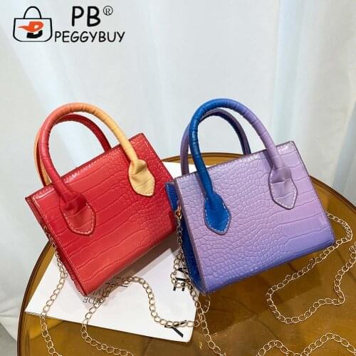 Casual Retro Mini Shoulder Bag Fashion Women Gradient Alligator Pattern PU Leather Chain Handbag Messenger Bag