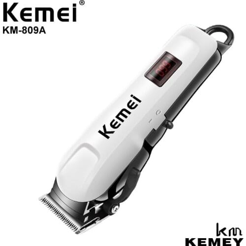 KEMEI Professional Mens Rechargeable Hair Clipper LCD Wireless Electric Shaver Styling Tool Carbon Steel Cutting Head KM-809A