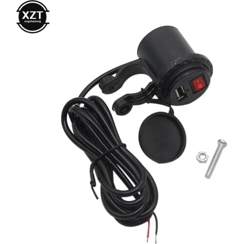 12V USB Motorcycle Mobile Phone Power Socket Plug Waterproof with Switch Cigarette Lighter Socket Motorbike Phone Supply Adapter