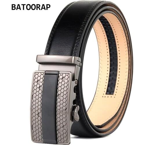 BATOORAP Genuine Leather Belt Men Casual Automatic Buckle Metal Gray Black Trouser Strap Male Fashion Cowskin Belts BA-R010