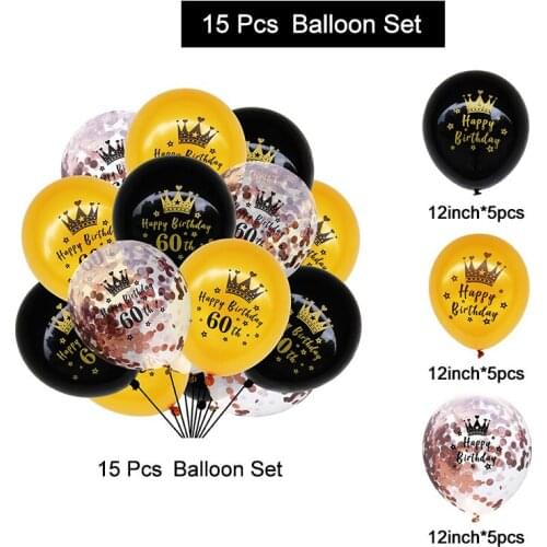 15Pcs 12inch Transparent gold black Crown Mixed Confetti Latex Air Balloons Globos Wedding Birthday Party Decor