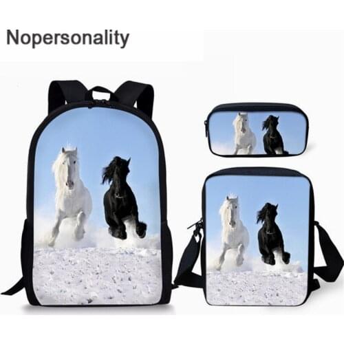 Nopersonality Backpack 16inch School Backpacks 3D Crazy Horse Print School Bags Teenagers Boys Girls Travel Rucksack