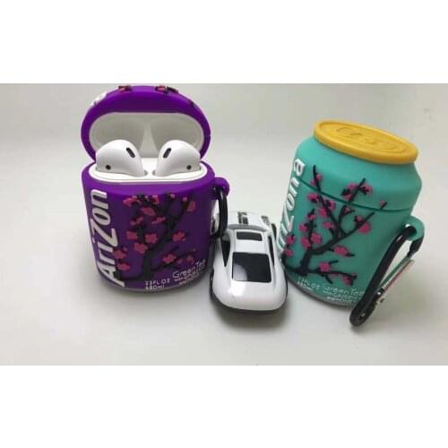 3D Sakura Iced Tea Drink silicone Case For Apple Airpods 2 1 Wireless charging soft Cover for airpods pro Shockproof Sleeve