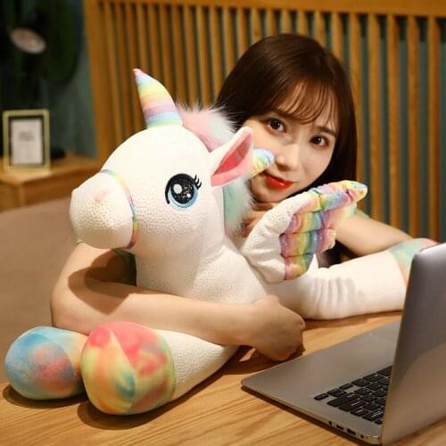 Nice Huggable Cute Unicorn Dream Rainbow Plush Toy High Quality Pink Horse Sweet Girl Home Decor Sleeping Pillow Gift For Kids