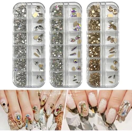 Nail Art Rhinestone Fashion Crystal AB Nail Art Mix Shape Fancy Shaped In Box Colorful Glass Stones For 3D Nail Art Decorations