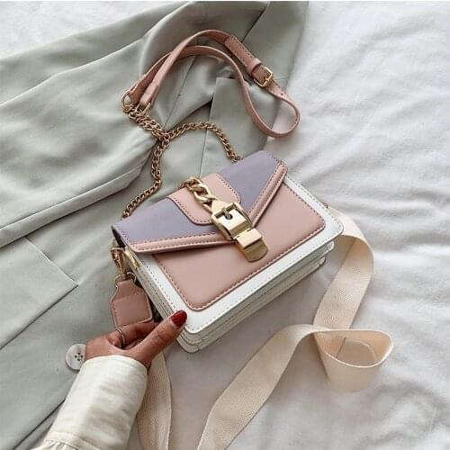 Designer Candy Colors Fashion Chain Flap Crossbody Shoulder Bags for Women 2021 Summer High Quality Leather Small Square Bag