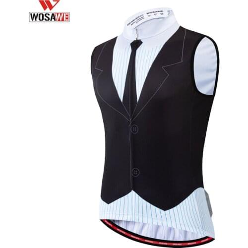 WOSAWE Cycling Vest Summer Sleeveless Reflective Running Vest Fake Suit waistcoat with Tie Mesh Fabric Clothes Ropa Ciclismo