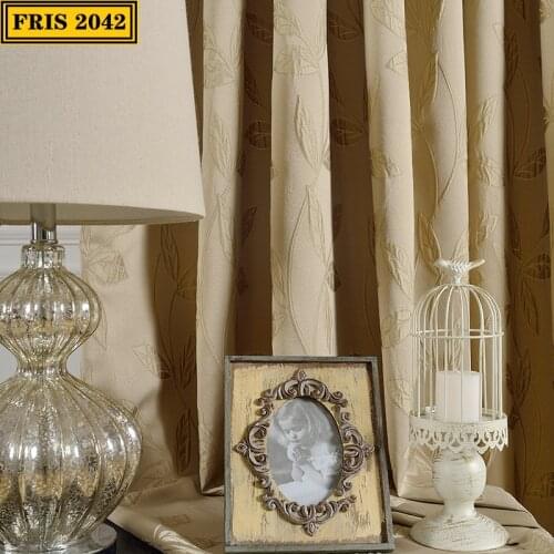 Three-dimensional Leaf Jacquard Curtain Fabric Plain Simple Shading Finished Curtains for Living Dining Room Bedroom