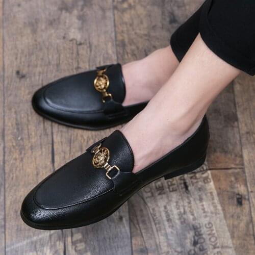 Leather shoes mens summer breathable leather soft soles kick lazy casual mens shoes