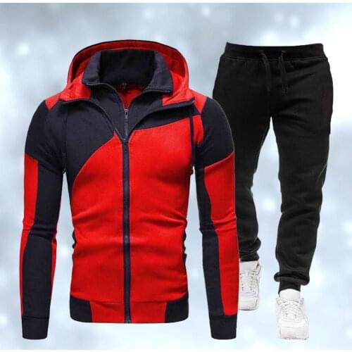 Streetswear Coat Jackets Casual Men Hooded Suit Running Sportswear Set Zipper Hoodie Sweatpants Jogging Tracksuit Sweatshirts