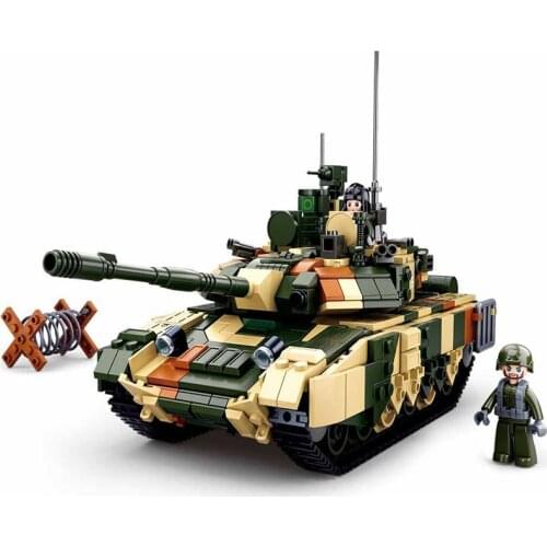 World War II Russia Military T90MS Main Battle Tank Model Kit King Building Blocks Army Soldier Figures Bricks Classic Kids Toys