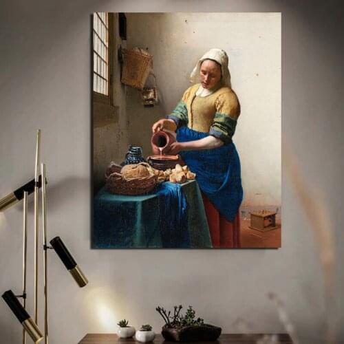Johannes Women Pour Milk Canvas Painting Print Living Room Home Decoration Artwork Modern Wall Art Oil Painting Posters Picture