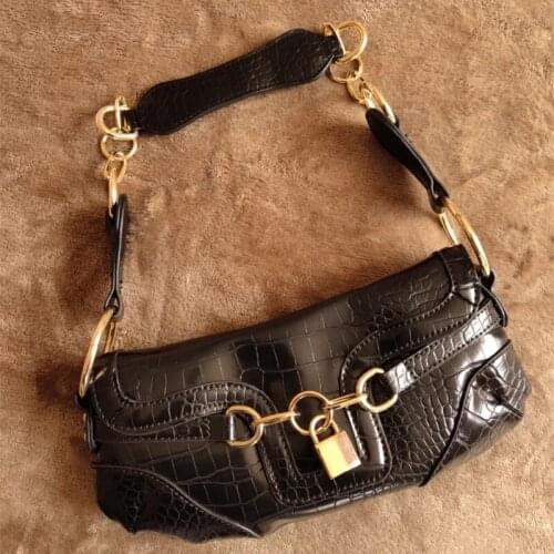 Women Bag PU Flap Alligator Vintage Hasp Soft Chains Lock Shoulder Bags Fashion Handbag Shoulder Bags Euro-America Style