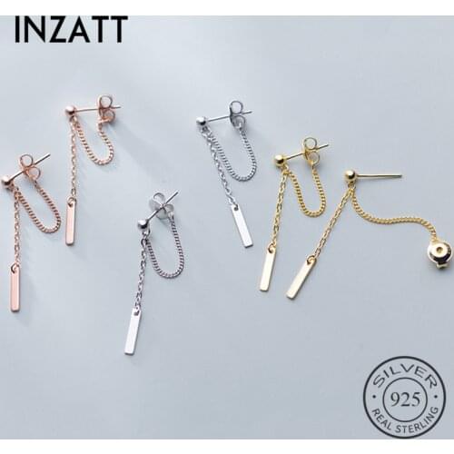 INZATT Real 925 Sterling Silver Chain Tassel Bead Drop Earrings For Elegant Women Wedding Trendy Fine Jewelry 2019 Accessories
