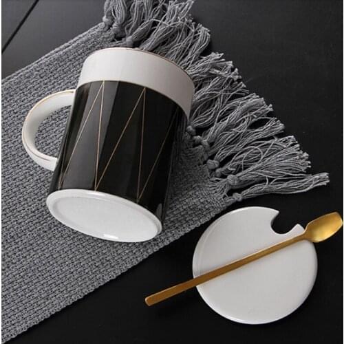 Gold Ceramic Travel Coffe Mug High-end British Style Light Luxury Personalized Water Cup Breakfast Milk Coffee Cups And Mugs