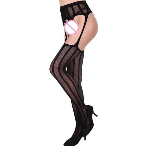 10 Pcs Sexy Lingerie Stripe Stockings Women Transparent Elastic Kousen Female Black Skarpetki Tight Fishnet Embroidery Pantyhose