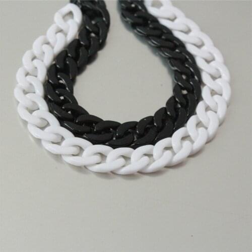 100pcs White Black Tiny Acrylic Curb Chain Links, Clear White Plastic Curb Chain Links, Open Link per Size 16mmx11.5mm S7