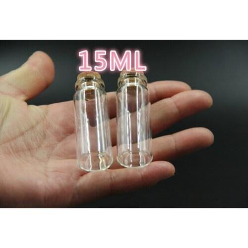 1000PCS 22*65mm 15ml Wish Bottles Mini Empty Clear Glass Bottle With Cork Small Tiny Vials Jars For Wedding Holiday Decoration