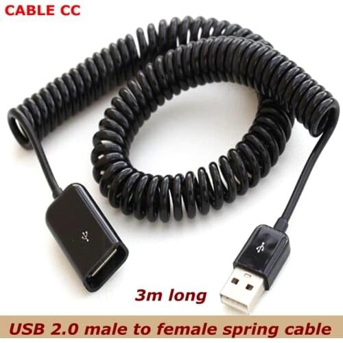 3 m telescopic USB male to female extension cable Spring type USB2.0 male extension cable USB spring cable for mobile computer