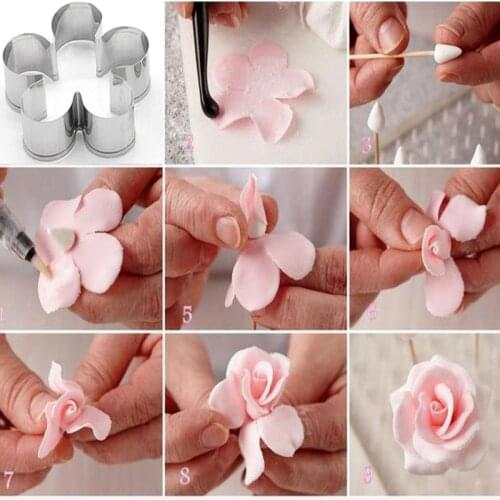 3pcs/lot Stainless Steel Sugar Flower Cutting Mold Cake DIY Tool Rose Petal Mold Cutting Mold Cake Decor Baking Cake Tools