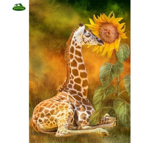 3D DIY Diamond Embroidery Cross Stitch Kits Crafts Giraffe Sunflower DIY Diamond Painting Square Full Drill Needlework Pictures