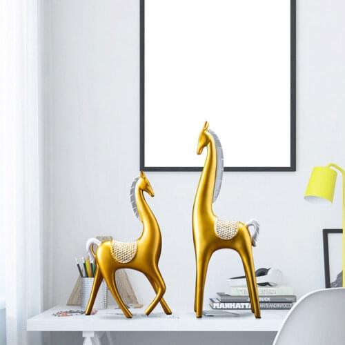 Home Decoration Accessories Living Room Art Sculpture Lucky Horse Wine Cabinet TV Cabinet Crafts Resin Horse Statue
