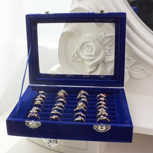 BLOONG Jewelry Storage Box Velvet Earring Ring Necklace Storage with Lock Display Holder