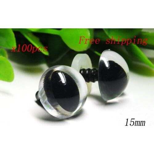 15mm White Safety Eyes/Plastic Cat Doll eyes Handmade Accessories For Bear Doll Animal Puppet Making - 100pcs/lot