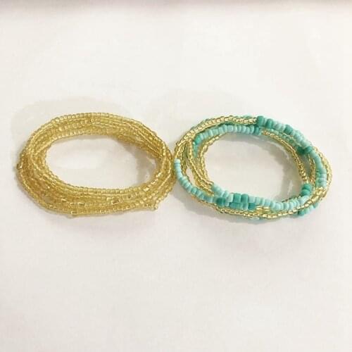 Bohemia 2pcs Waist Beads Belly Chians Bead Jewelry Belly Chains Elastic Waist Chain, Body African Waists Bead