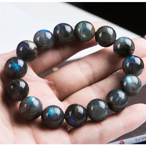2018 Newly Natural Ice Labradorite Rainbow Light Bracelet Round Beads Bracelet 14mm AAAAA Fashion Women Men Crystal Stone
