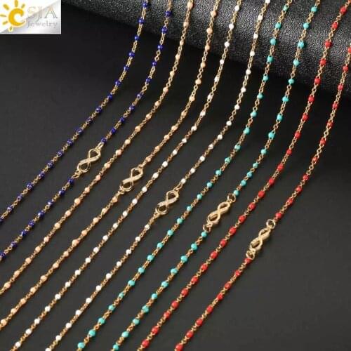CSJA Infinity 8 Stainless Steel Necklaces for Women Gold Color Link Chain Jewelry Necklace Collier Femme 2020 Chaine Collar S682
