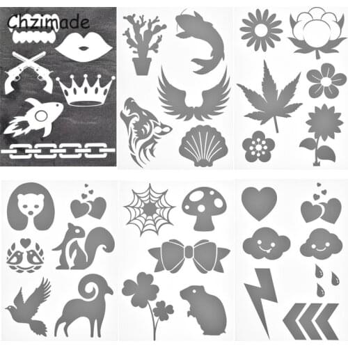 Chzimade 6Pcs A5 Mushroom Lightning Reflective Sticker Tape For Clothing Vinyl Sheet Iron On Shoes Bags Diy Sewing Accessories