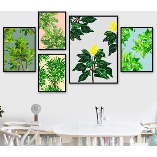 Magnolia Flower Green Tropical Leaf Wall Art Canvas Painting Nordic Posters And Prints Wall Pictures For Living Room Home Decor