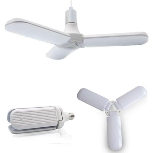 E27 Foldable Fan Blade Bulb 45W 60W LED Lampada Super Bright White 6500K 96-265V for Factory Garage Adjustable Ceiling Light