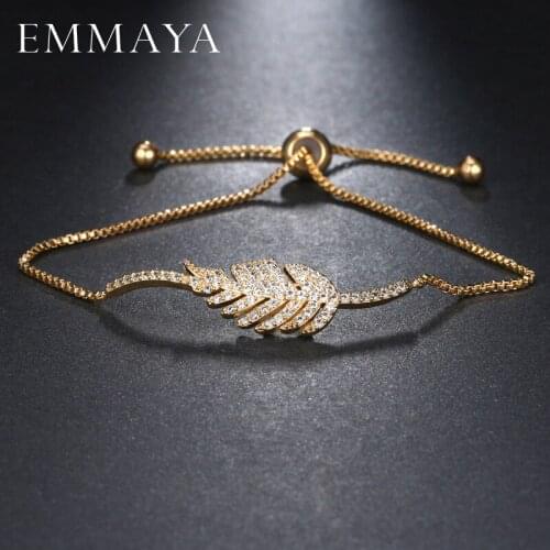 EMMAYA New Trendy 2017 Unique Zirconia Jewelry Gold Color Leaf Charm CZ Crystal Female Bracelets Bangles Christmas Gift