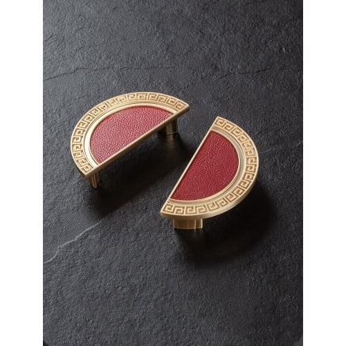 Chinese classic semi-circular handle golden light luxury drawer cabinet door handle European antique wardrobe cabinet handle