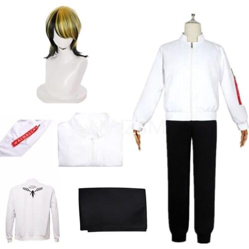 Anime Tokyo Revengers Hanemiya Kazutora Cosplay Costumes White Coat Valhalla Uniform Baseball Coat Mikey Draken Halloween Adults
