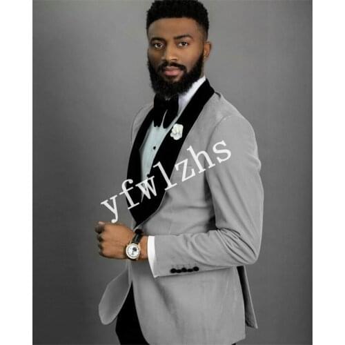 Handsome Velveteen Groomsmen Shawl Lapel Groom Tuxedos Mens Wedding Dress Man Blazer Prom Dinner (Jacket+Pants+Tie) A231