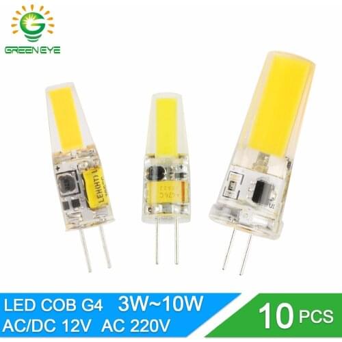 GreenEye LED G4 G9 Lamp Bulb 3W 6W 10W AC/DC 12V 220V 240V COB SMD LED G4 G9 Dimmable Lamp replace Halogen Spotlight Chandelier