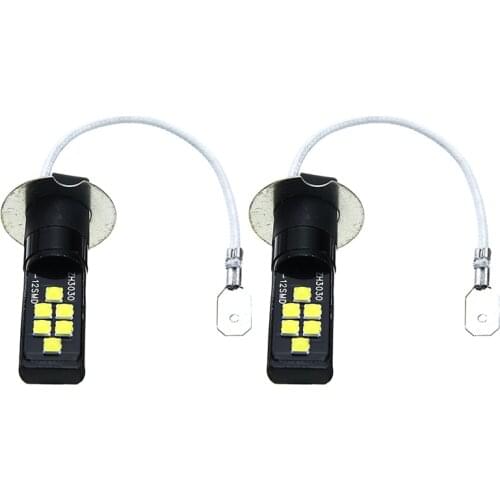 1 Pair H3 LED 3030 SMD 6000K Super White Car Fog Light High Brightness Driving Signal Lamps for Car Lighting