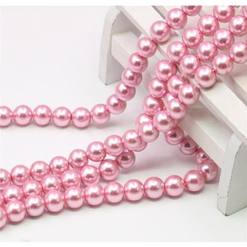 Lovely Pink Artificial Shell Imitation Pearl Round Loose Beads 4/6/8/10/12/14mm Semi-finished DIY Bracelet/Necklace 15inch Y828