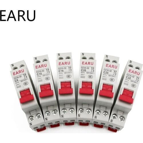 DZ30-32 DPN 1P+N Mini Circuit Breaker MCB 6A 10A 16A 20A 25A 32A Din Rail Mounting Cutout Miniature Household Air Switch OEM DIY