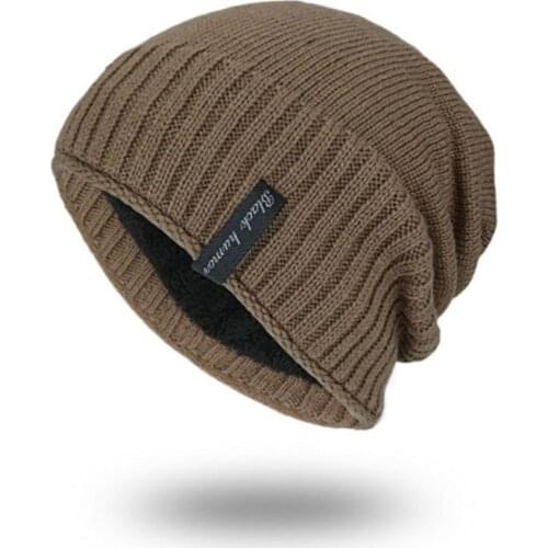 2019 Men Hat Winter Knitted Beanie Mens Hip-Hop Cap Bonnet Femme Warm Plus Velvet Turban Skullies Thick Gorro Hats For Women