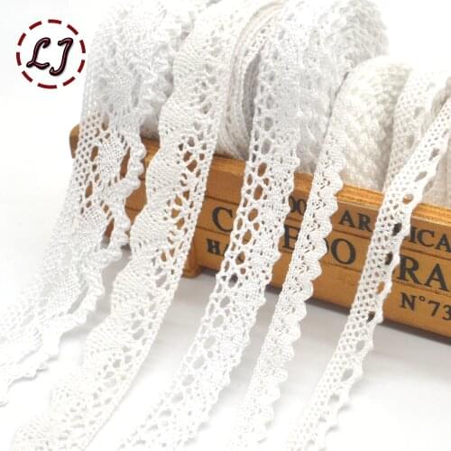 New 5yd/lot high quality white lace fabric ribbon cotton lace trim sewing material for home curtains garment accessories DIY