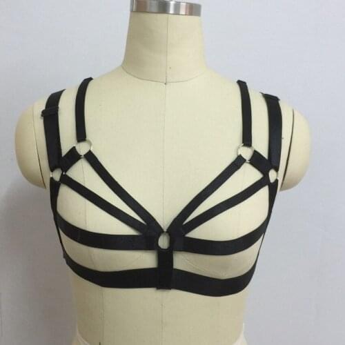 NEW black gothic body harness sexy handmade Pole dance harness lingerie harajuku harness cage bra fetish wear harness bea belt